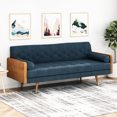 Élégant avec pieds évasés, style Mid-Century moderne, charmant siège bleu marine, couleur
