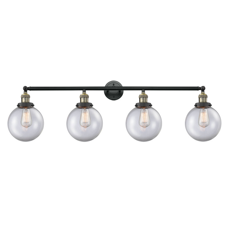 Éclairage pour salle de bain 4 lumières Clementina, Ampoule DEL rétro de 3,5 watts, Transparent, Nickel satiné brossé
