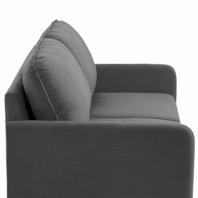Hollymead 144.6Cm Velvet Square Arms Loveseat, Grey