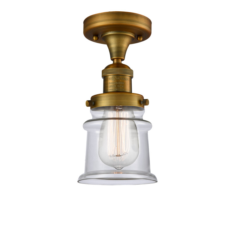 Plafonnier semi-encastré 1 lumière 5,25 po Alexandira, Ampoule non incluse, Transparent, Laiton brossé
