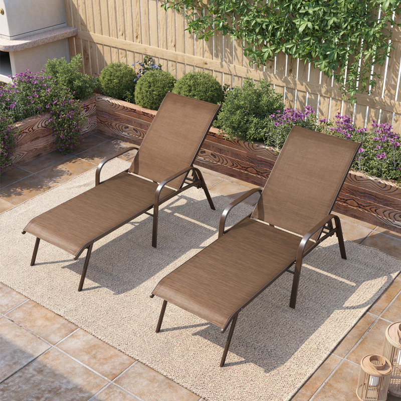 Gland Outdoor Metal Chaise Lounge, Brown