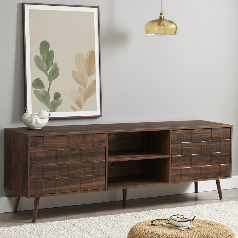 Elegant 72-Inch Walnut Laminate TV Stand – Mid-Century Modern Media Console for Living Room or Bedroom