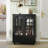 Minimalism Buffet Cabinet With Double Glass Doors And Drawer, Modern Storage Sideboard-1271156824