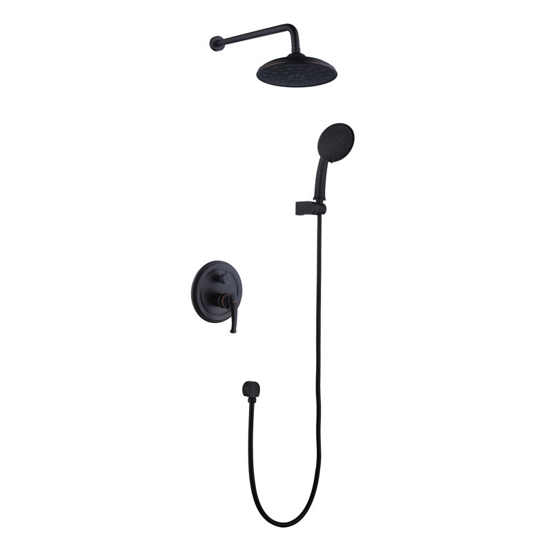 Retro Wall Mount 2 Function Rainfall Shower System with 3 Setting Handheld, Rough-In Valve and Diverter, Oil Rubbed Bronze