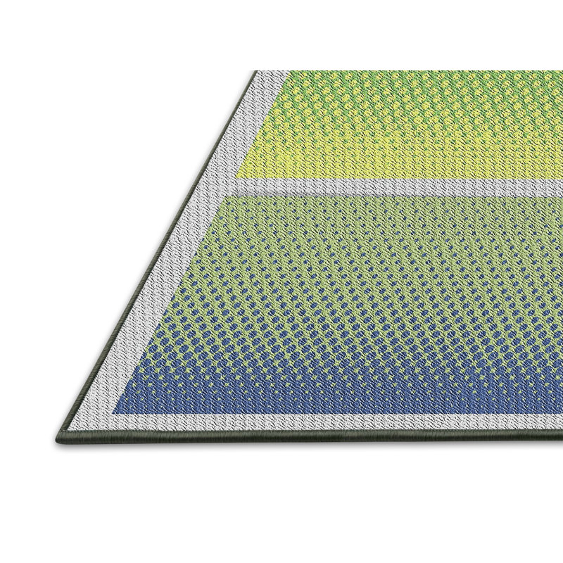 Tapis vert / jaune Power Loom, Rectangle 7 pi x 10 pi