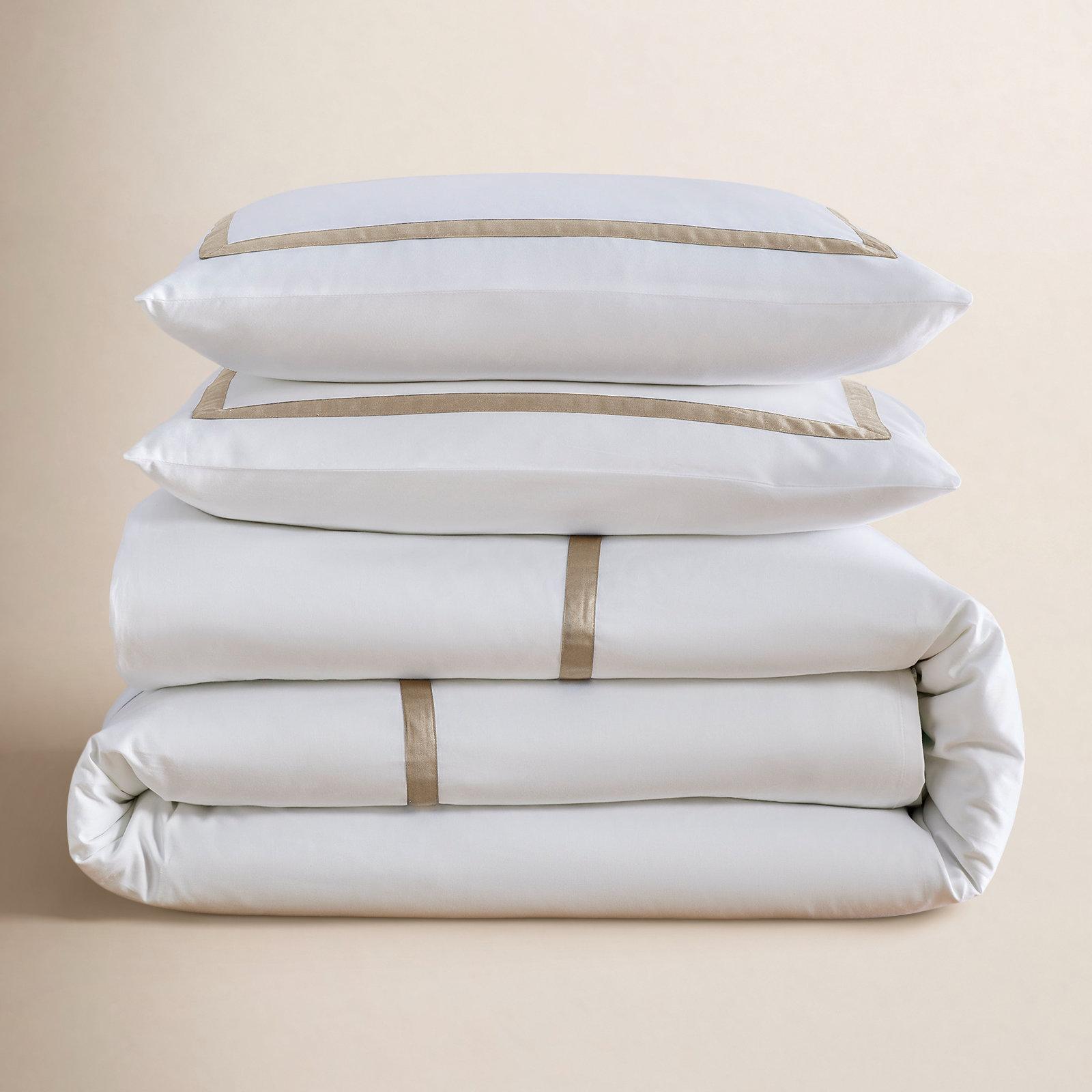 Danfield Cotton Duvet Cover Set, Cappuccino Stripe, King / Cal King Duvet Cover + 2 Pillow Shams