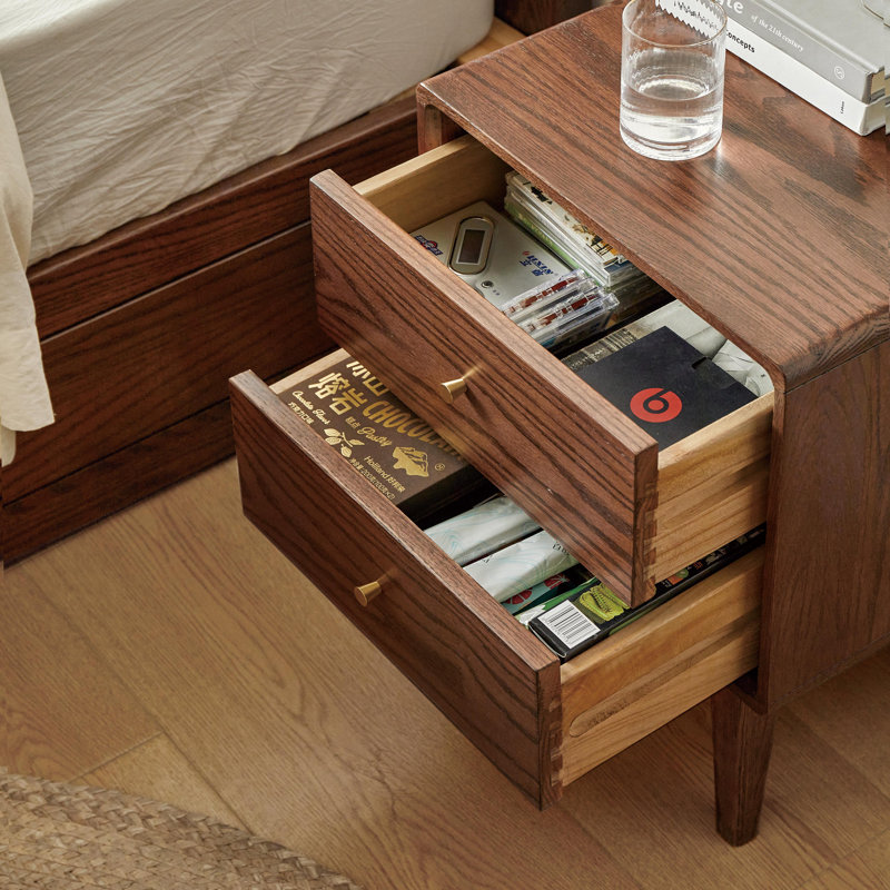 Fjord 19.7"H Low & Narrow Solid Oak Nightstand, Brown Oak, Individual