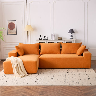 4 Cloud , 108*68 Inch Orange Corduroy Modular, Deep Seat, Living Room, Minimalist, No Assembly, Long-Lasting Extra Large Modular In Corduroy, Luxury Look