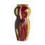 Vase incurvé en céramique avec une finition abstraite multicolore, un grand accent sculptural pour les intérieurs modernes et éclectiques.