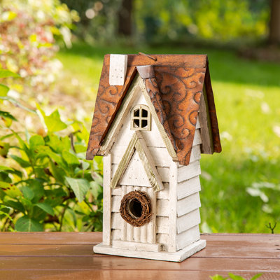 Maison d'oiseaux de jardin en bois massif patiné Strader