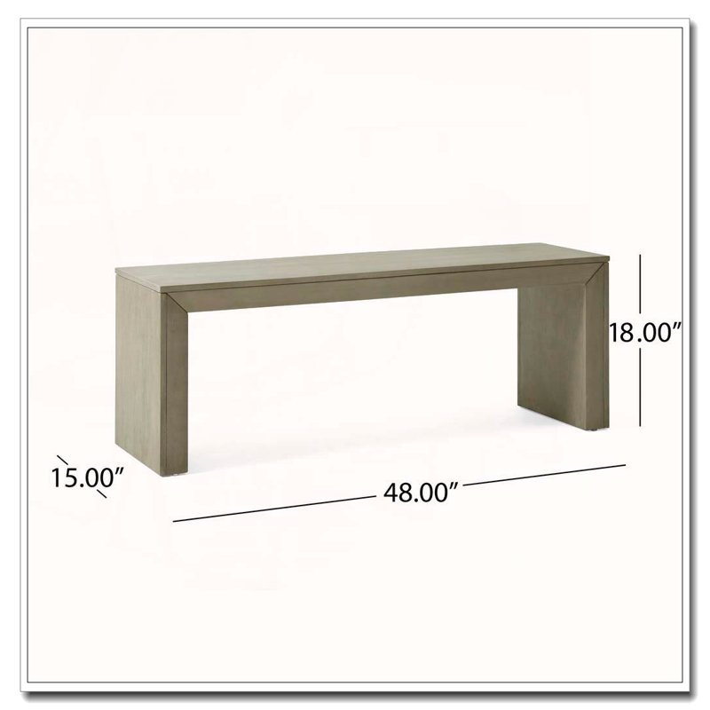 Banc de salle à manger en bois, 48 pouces, Gris + taupe