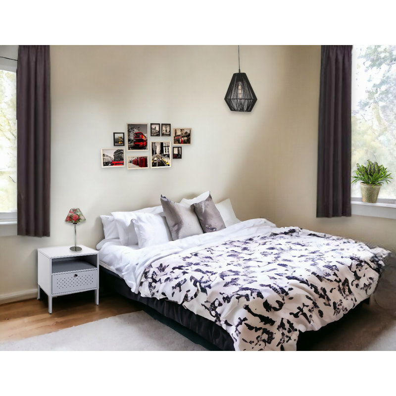 Zaria 1 Drawer Bedside Table, Grey
