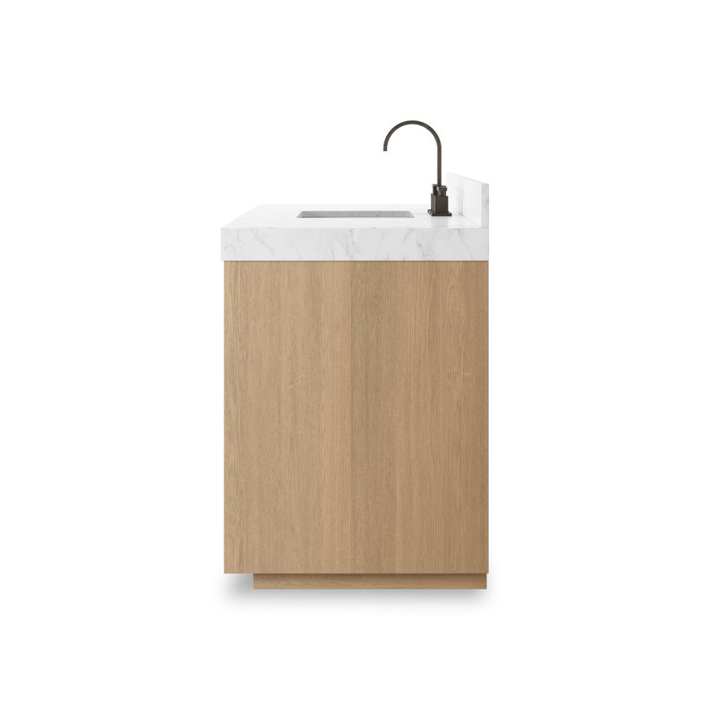 Everett Single Wide Vanity-Satin Light Wash Oak, Satin Light Wash Oak