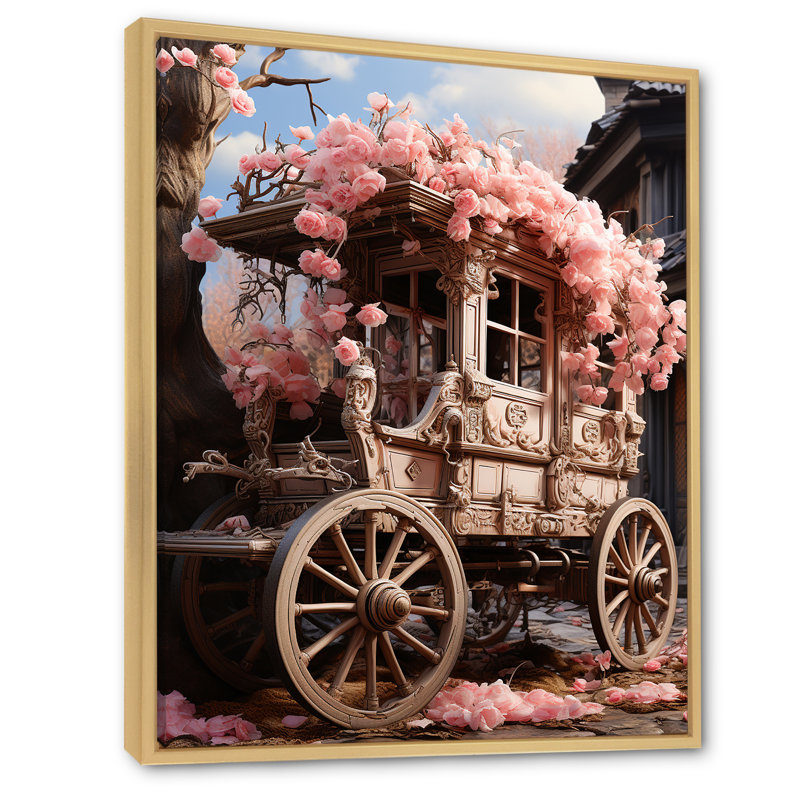 Romantisme, chariot de mariage rose I, Cadre naturel flottant, H 40 po x l 30 po