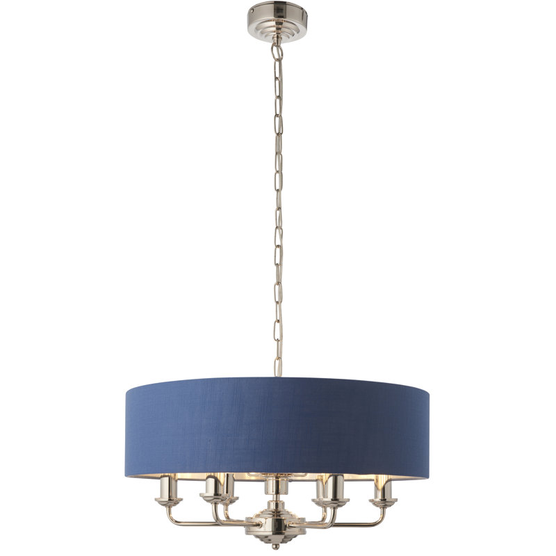 Landover 6 - Light Drum Chandelier, Charcoal, Bright Nickel