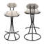 Ensemble de 2 tabourets de bar ronds en velours moderne à rayures en forme de S pour salle à manger et cuisine confortables et élégants-370623749