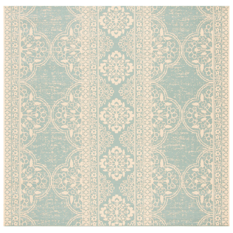 Danya Cream/Aqua Indoor/Outdoor Area Rug