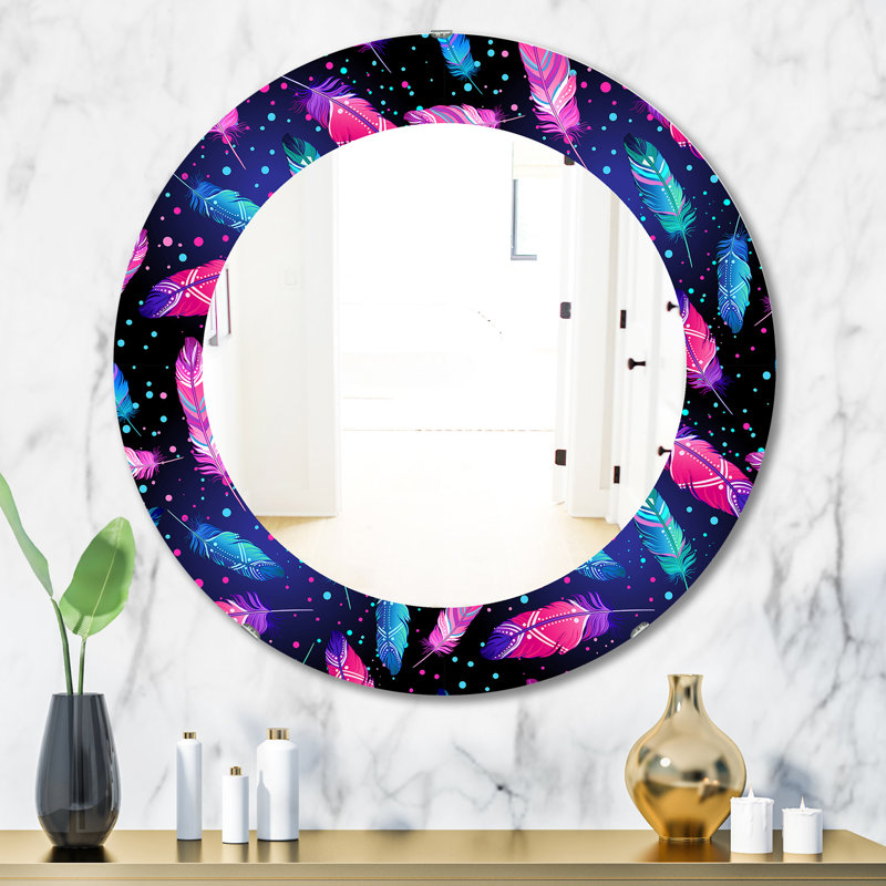 Miroir mural éclectique Feathers 10, H 23,6 po x l 23,6 po