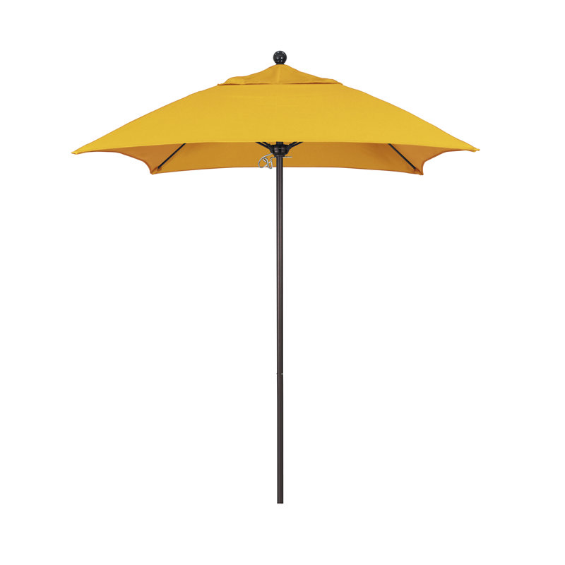Parasol de marché carré 6 pi Hibo, Toile Sunbrella® noir, Bronze