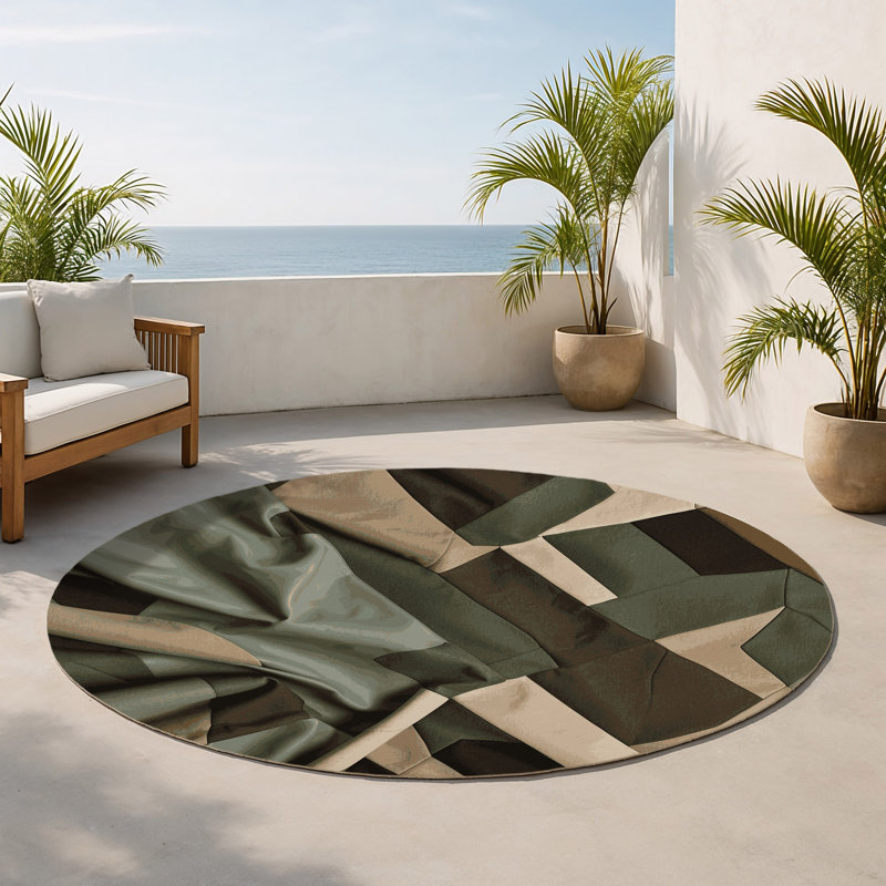 Tapis intérieur et extérieur Cartographique, Rond 5 pi