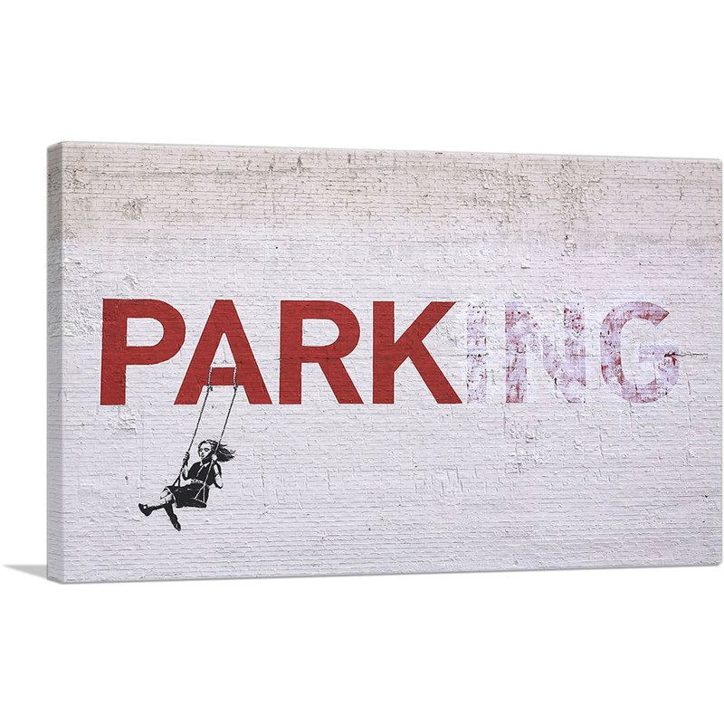 «Stationnement de la balançoire» par Banksy - impression sur toile tendue, H 26 po x l 40 po x 1,5 po