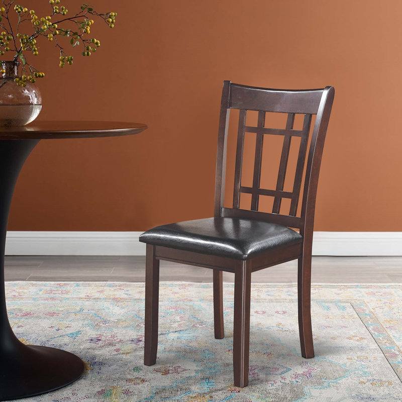 Contemporary Armless Dining Side Chairs, Set of 2, Espresso Brown & Black