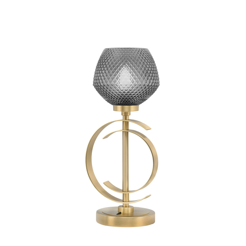 Lampe de table en acier inoxydable Gulran, Laiton, Noir, H 16,5 po x l 7,25 po x P 7,25 po