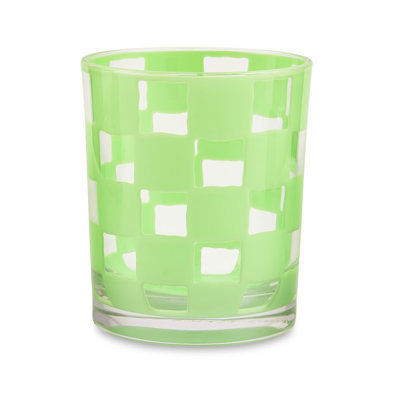 Blue Check Acrylic Tumblers, Green/Clear