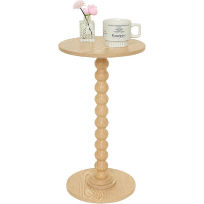 Table d'appoint ronde, petite table d'appoint pour les petits espaces, table d'appoint moderne avec pieds en bois massif pour le salon, la chambre à coucher, les coins et le bureau (naturel)