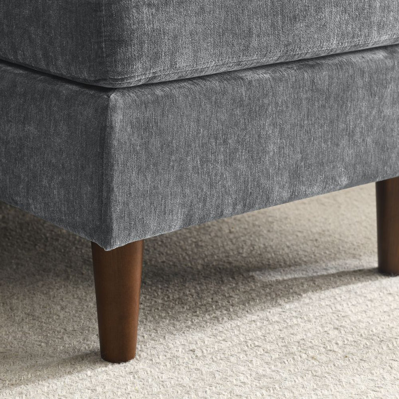 Canapé modulaire réversible avec repose-pieds en chenille de 80 po Piergaetano, Chenille grise foncée