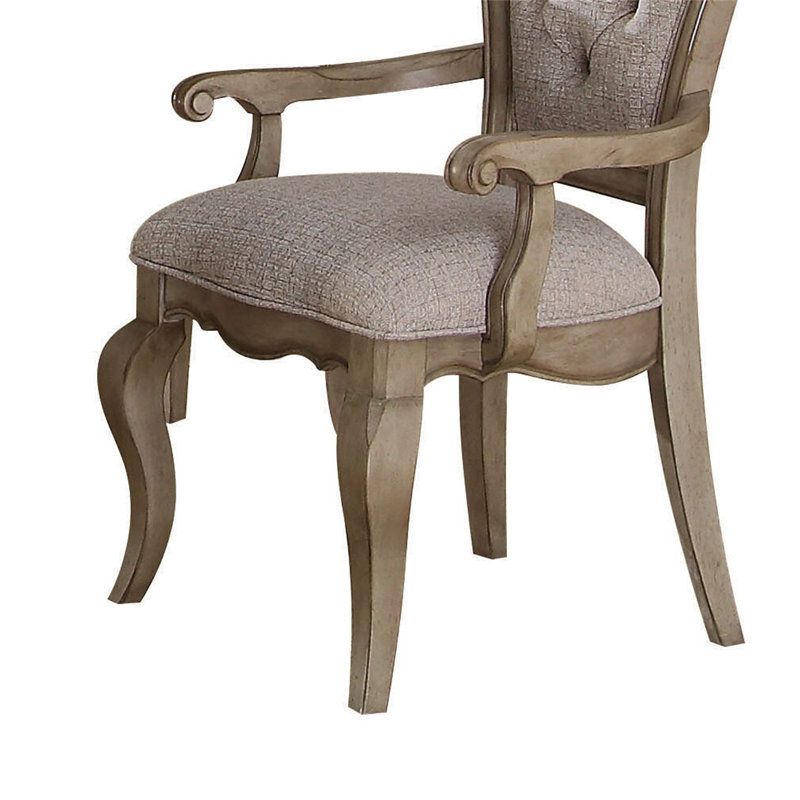 Chaise avec accoudoirs avec boutons capitonnés (ensemble de 2)