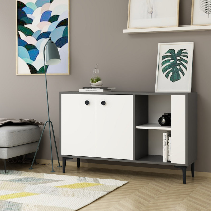 Elegant Console Table, Anthracite & White, 47.2 x 29.5 x 13.8 inches | 100% Melamine Coated Particle Board, Thickness: 0.71 inches | Modern Design for Living Room & Entryway, Durable & Stylish Storage Solution