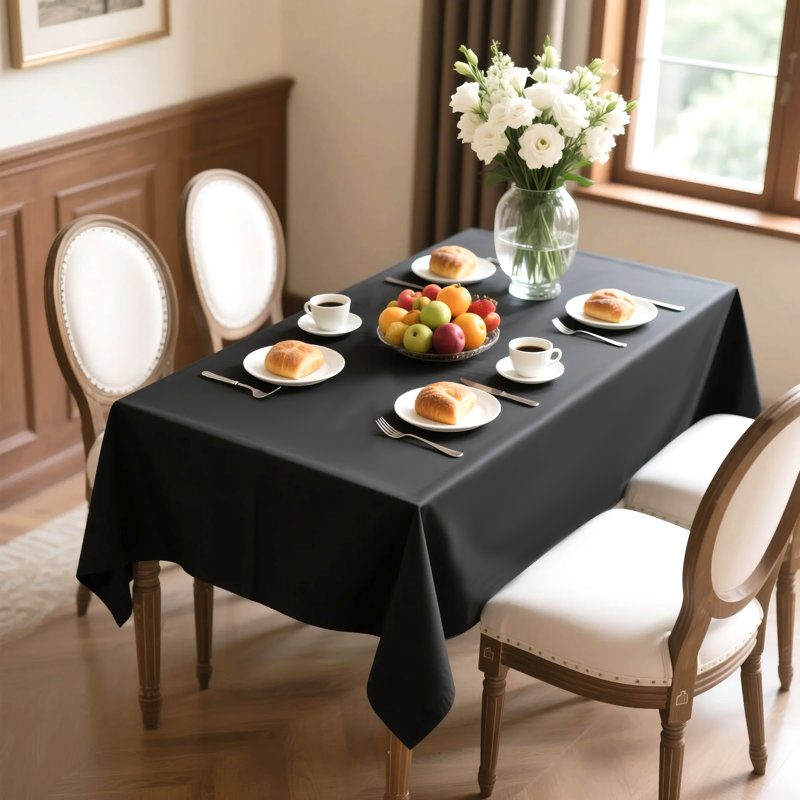 Nappe imperméable infroissable en polyester l 52 po x L 52 po pour l'intérieur et l'extérieur, L 52 po x L 52 po, Noir