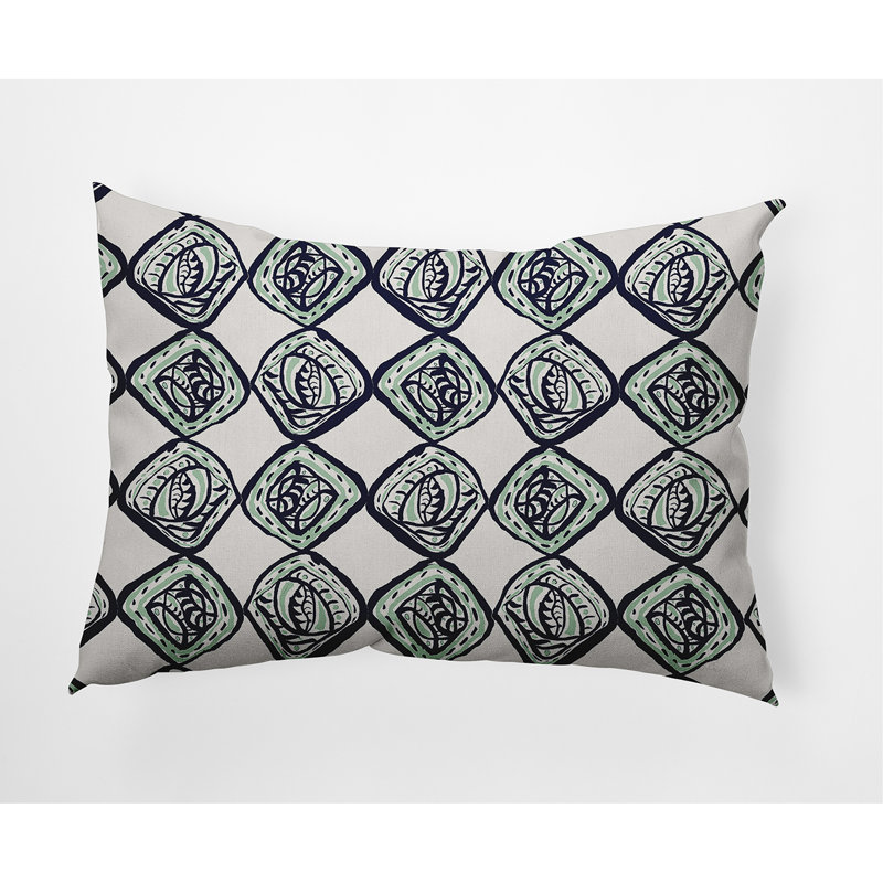 Housse de coussin carrée/insert, Bleu marine / vert, Géométrique 2