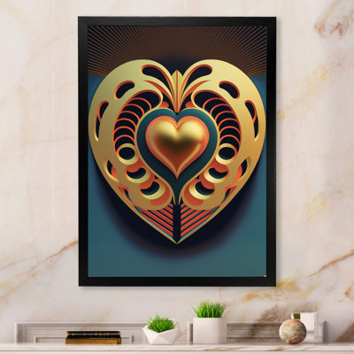 «Shining Contemporary Gold Heart VII», reproduction sur toile
