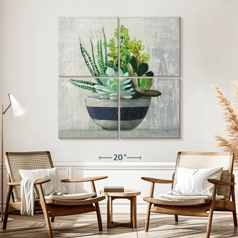 Harnek Succulent Still Life II Navy, 57" H x 57" W