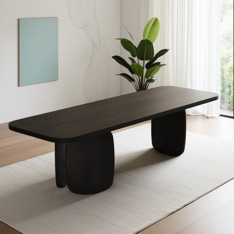French Retro Black Rectangular Dining Table