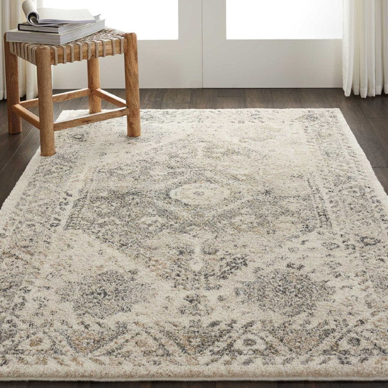 Dreya Oriental Machine Made Power Loom Polypropylene Area Rug in Beige/Gray