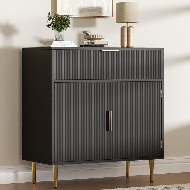 Sideboard Buffet Cabinet with Adjustable Shelves, Black
