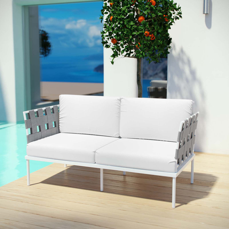 Harmony Outdoor Patio Aluminum Loveseat, White