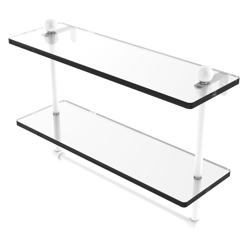 Gober 2 Piece Tiered Shelf with Towel Bar, 16", Matte White
