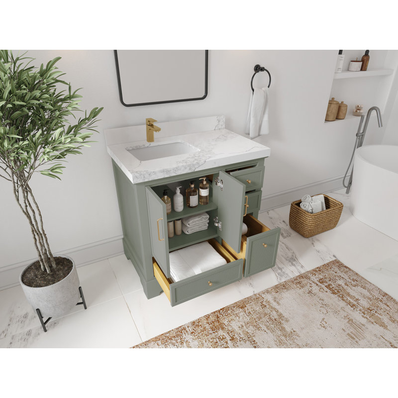 Ensemble de meuble-lavabo simple 36 po Colisa, Or Calacatta