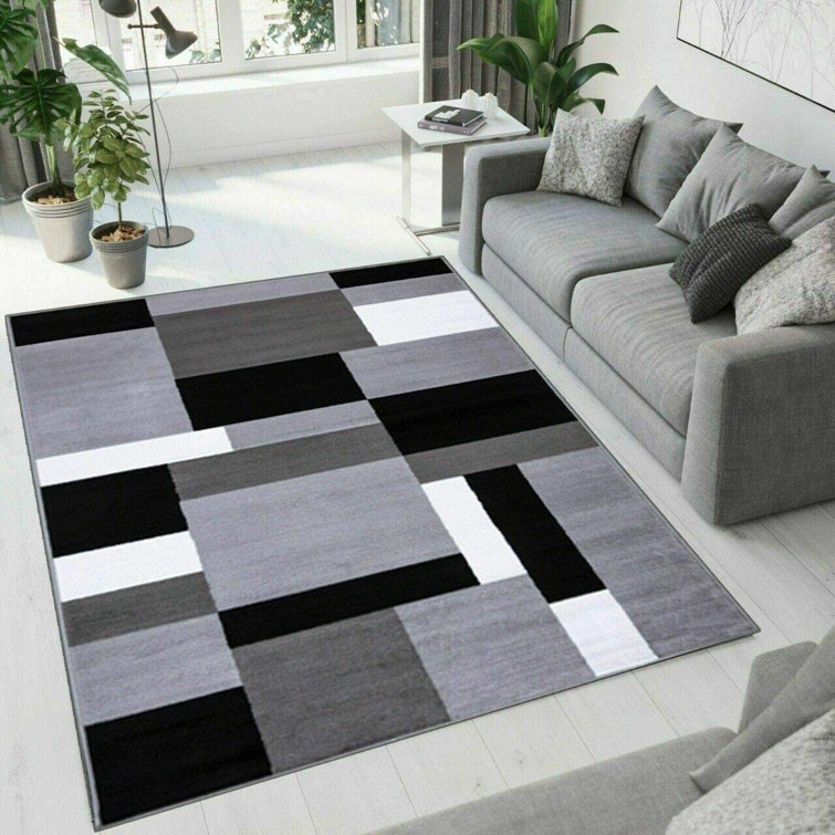 Ebern Designs Elna Geometric Machine Woven Gray Area Rug & Reviews ...