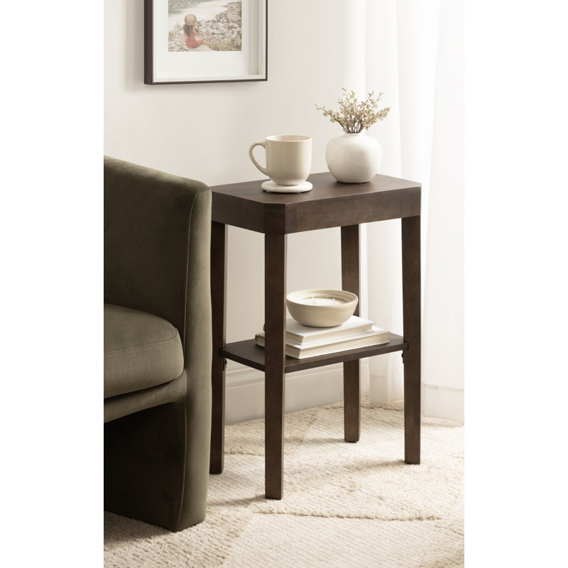 Ardentown Solid Wood Side Table with Storage, Dark Brown