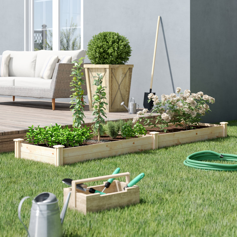 Katsuyoshi Wood Raised Garden Bed, 7" H x 96" W x 48" D, Pine