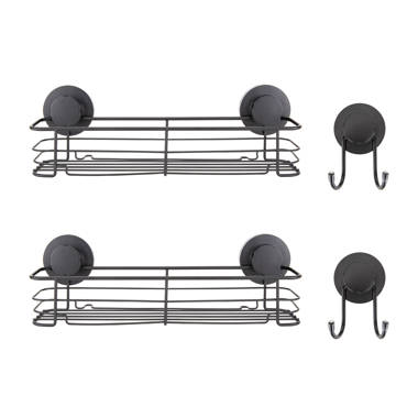 Gecko-Loc Long Over Showerhead Hanging Bathroom Shower Caddy - Black 