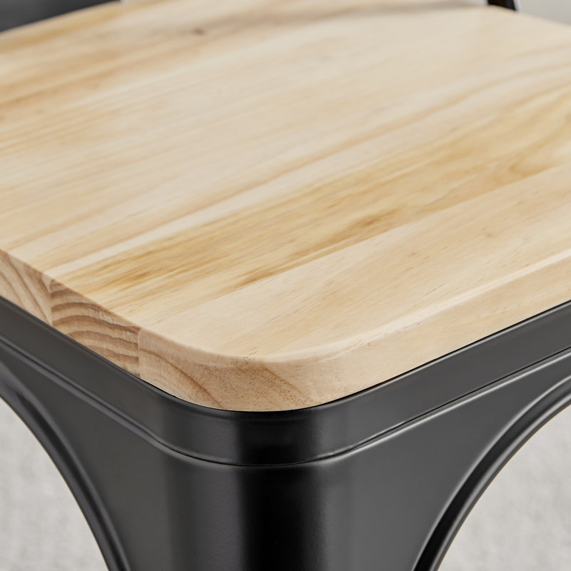 Chaise d'appoint empilable en métal Honora, Noir, noir, noir, noir