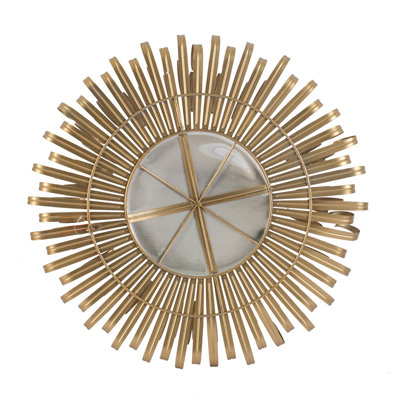 Sunburst Design Wall Mirror 27 Inch Golden Finish | Gift Idea