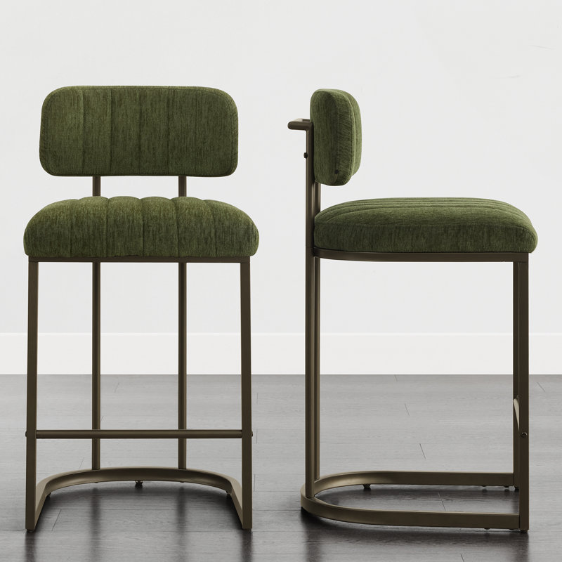 35''H Modern Bar Stool, Green