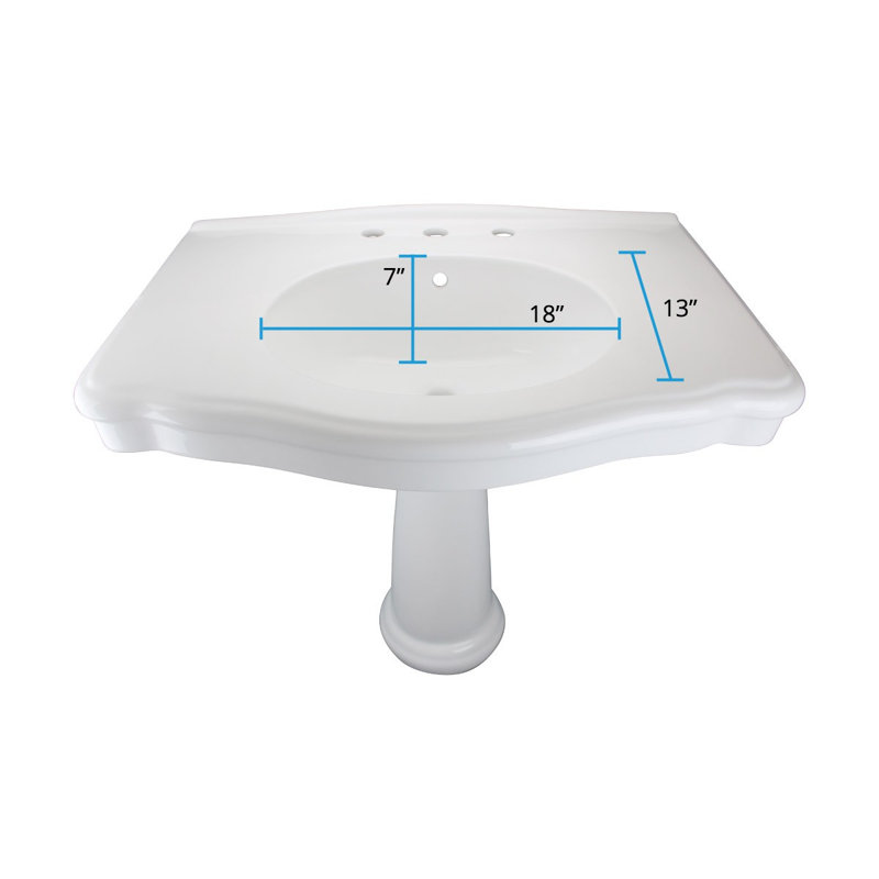 Lavabo de salle de bain rectangulaire sur pied 23 po avec robinet et trop-plein